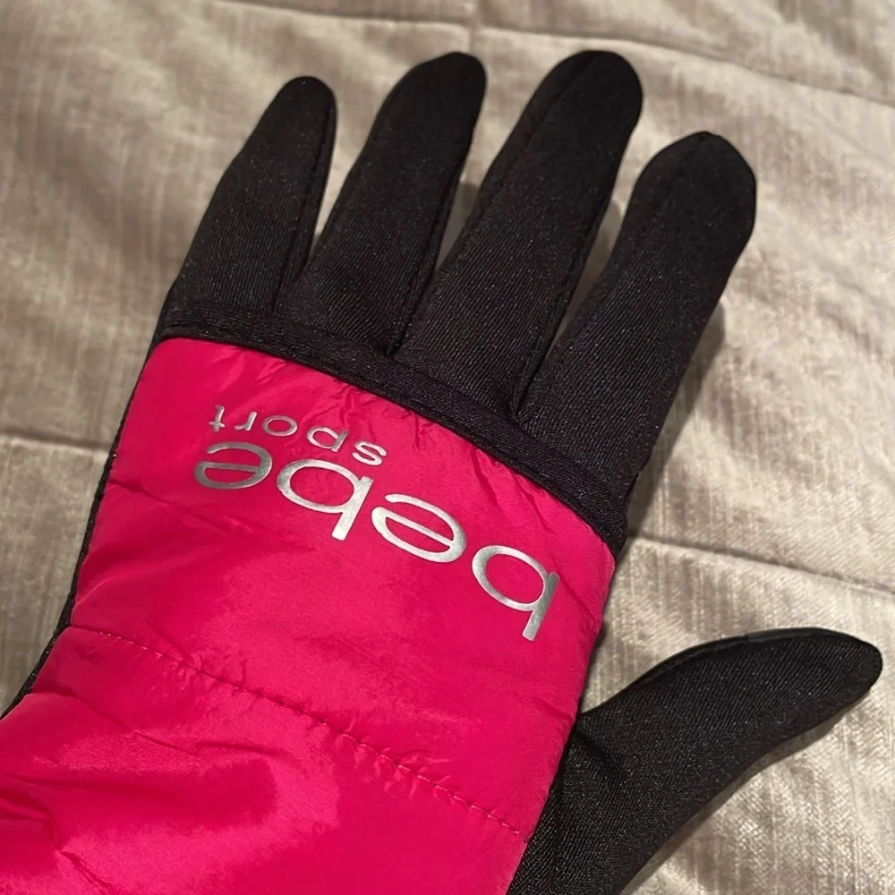 New! Bebe Sport Gloves pink & black l/xl